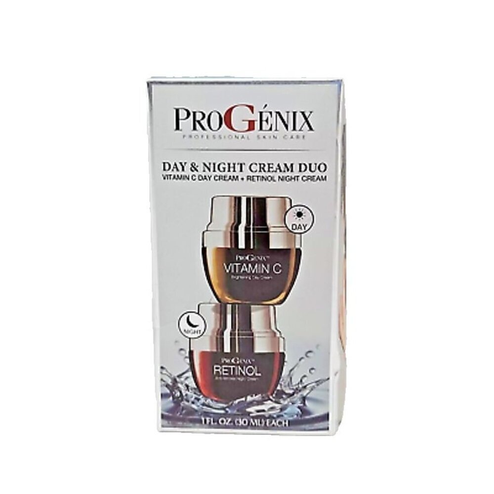 2 Pk PROGENIX Brightening Vitamin C Day Cream + Anti Wrinkle Retinol Night Cream